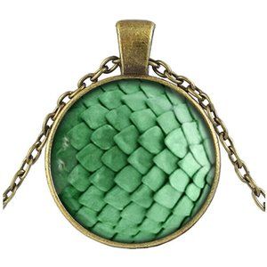 Green Dragon Scale Cabochon Necklace